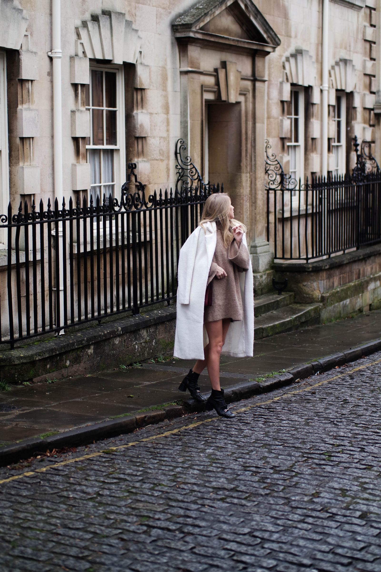 Camel Knits and Bare Legs 