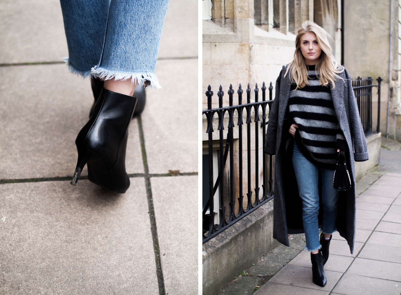 Relatable Blogger - Black Kitten Heel Ankle Boots 