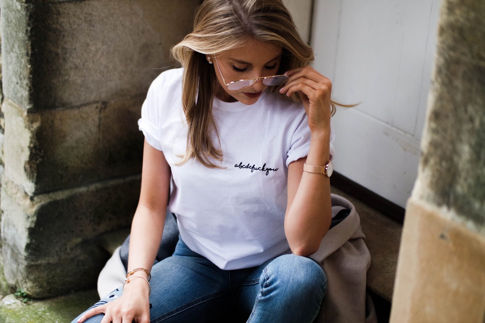 Embroidered Denim - Embroidered White Shirt