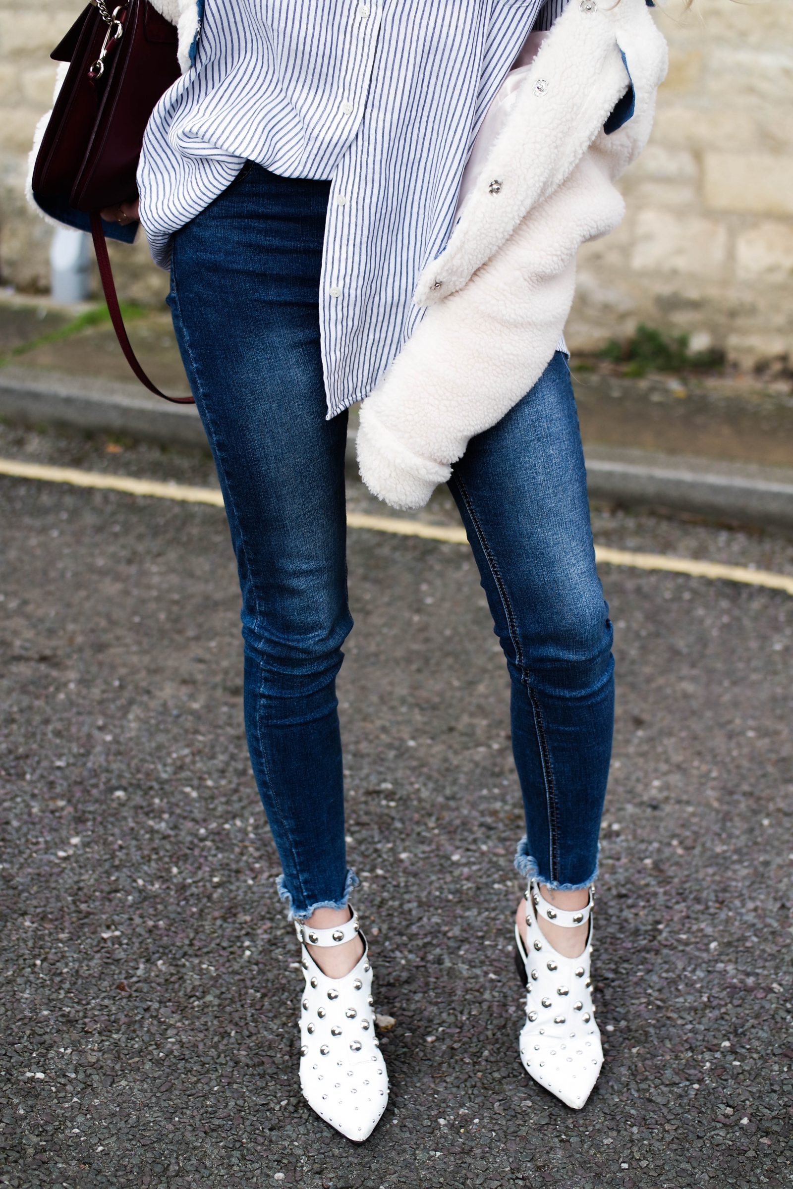 White Shoes - Ripped Denim