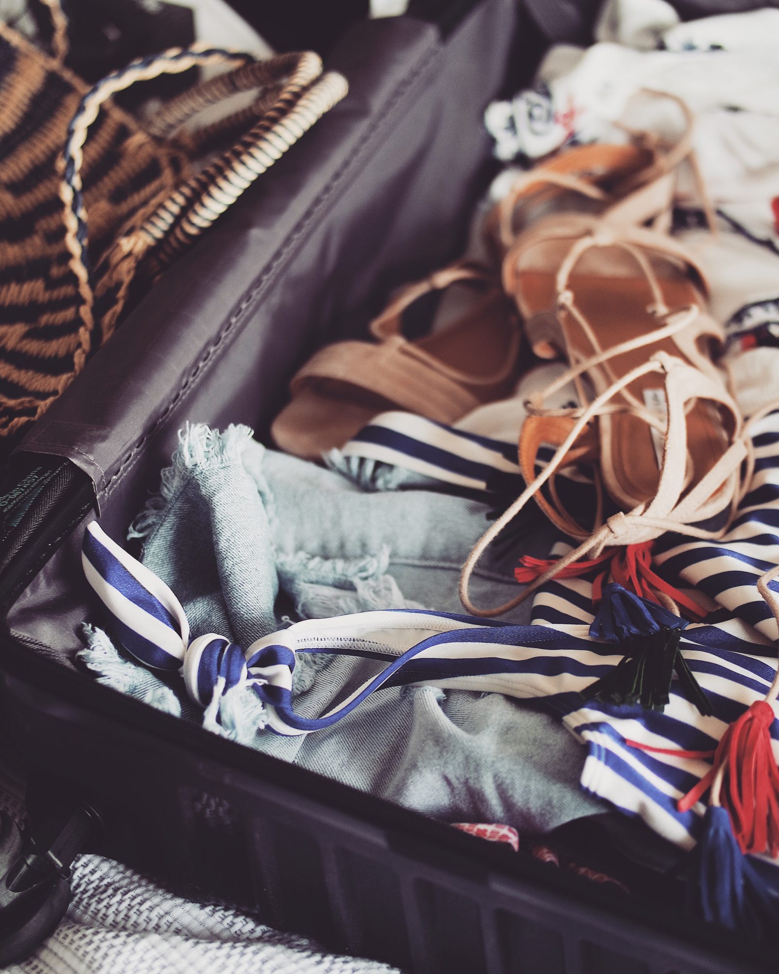 Holiday Packing List - Tassel Lace Up Sandals In Suitcase