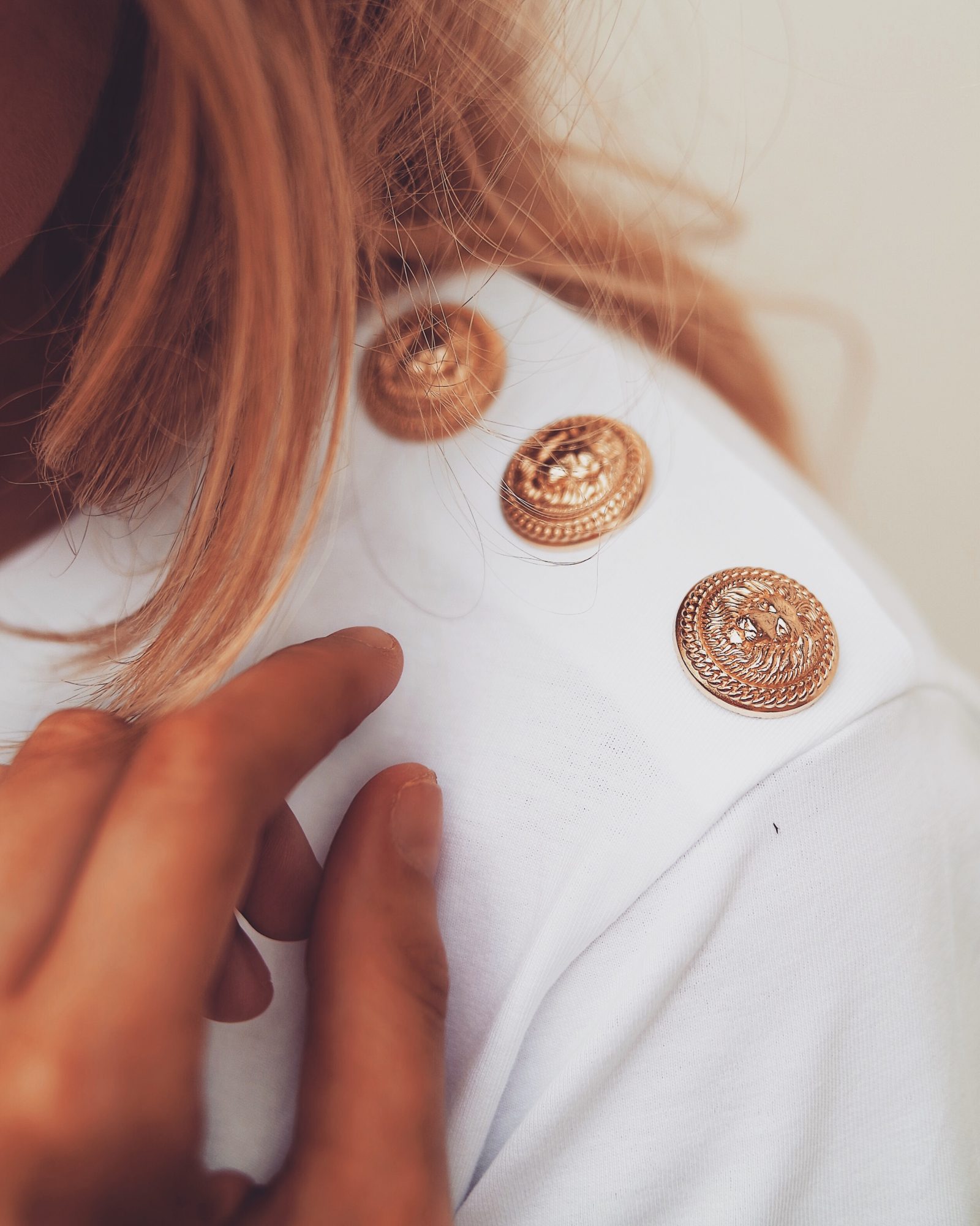 The Designer Slogan Tee - Balmain Gold Button Tee