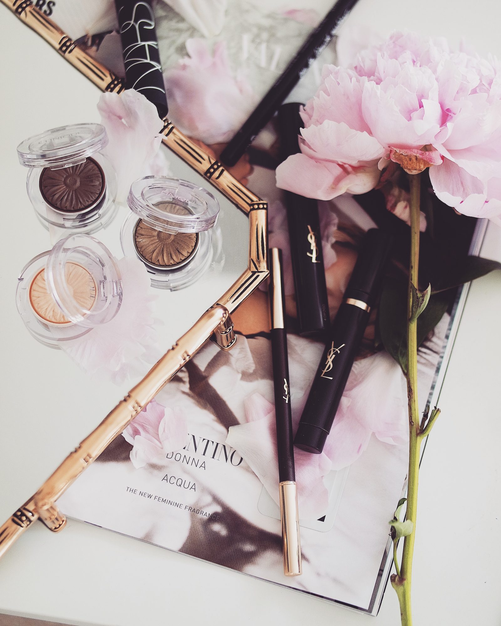 Travel Beauty Essentials - Flatlay of Eye Make Up Products