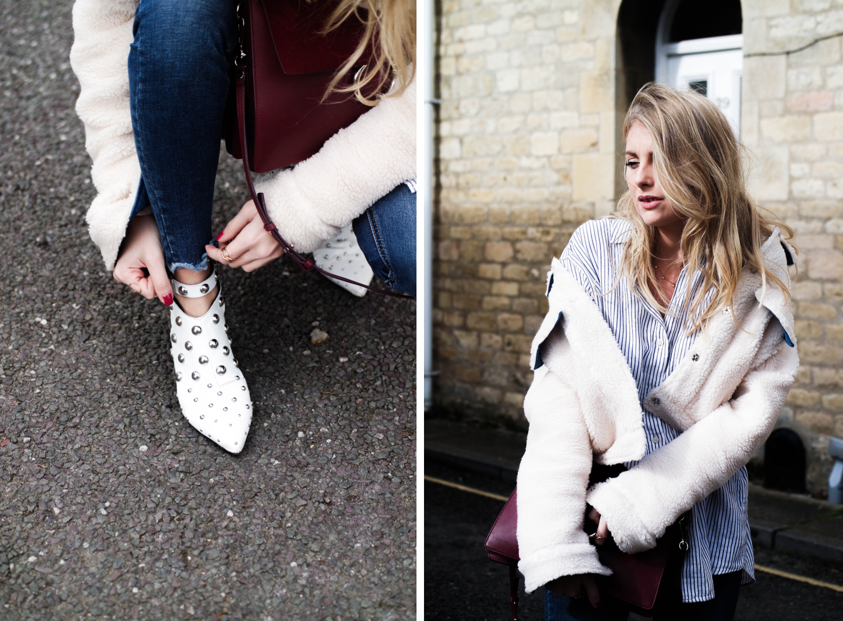 white studded shoes