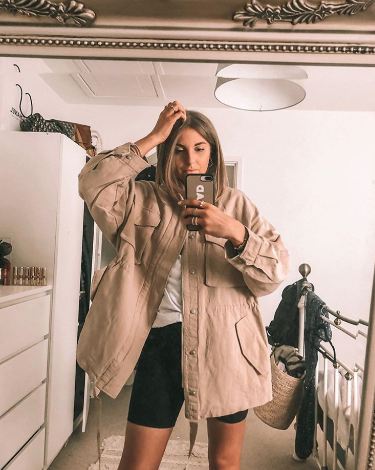 H&M Spring Haul - Mirror Selfie in H&M Sand Utility Jacket in Linen
