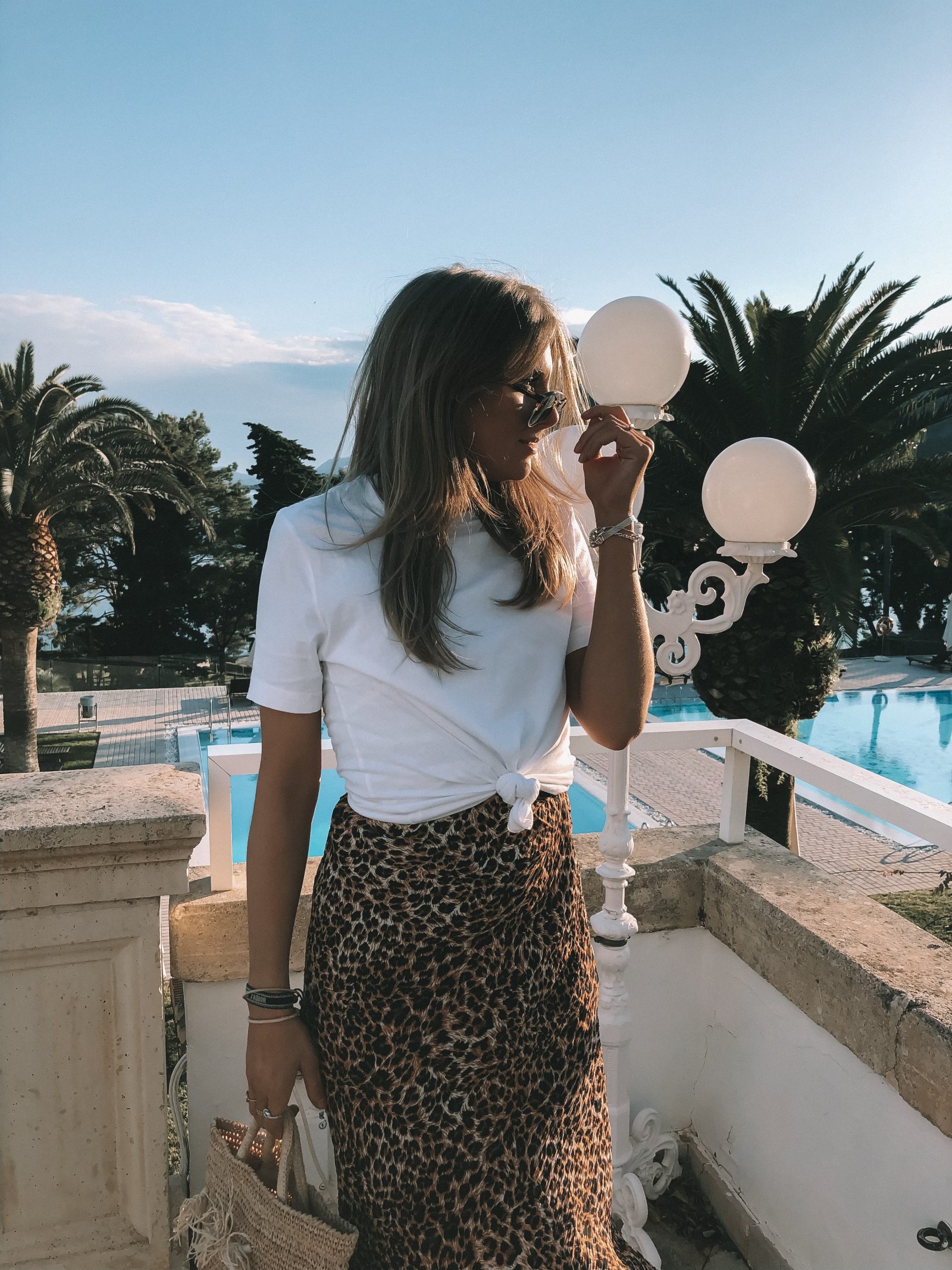 Leopard Print Midi Skirt - Holiday Outfit Idea in Mallorca - Royal Hideaway Hotel Formentor