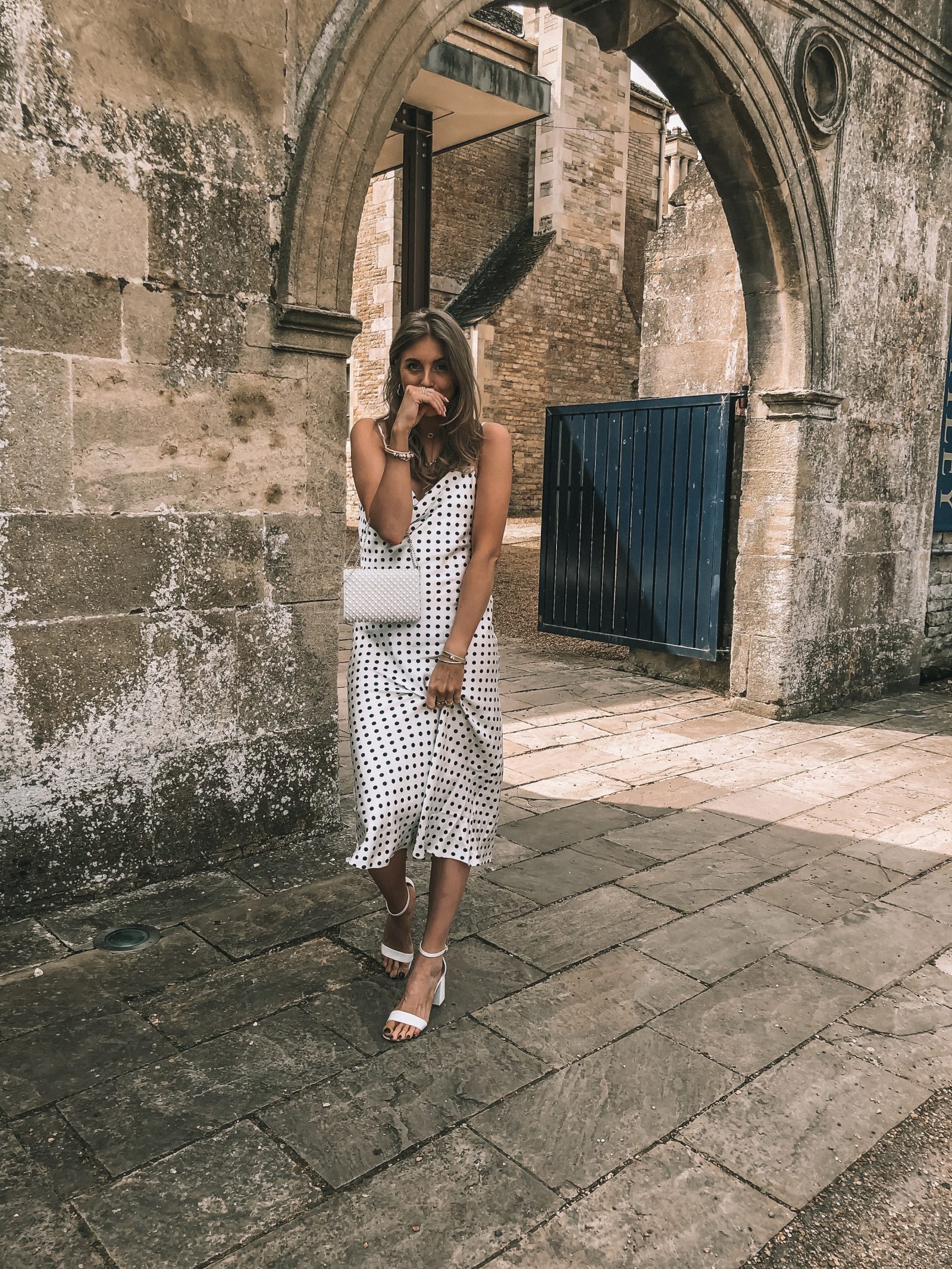 polka dot wedding guest outfit