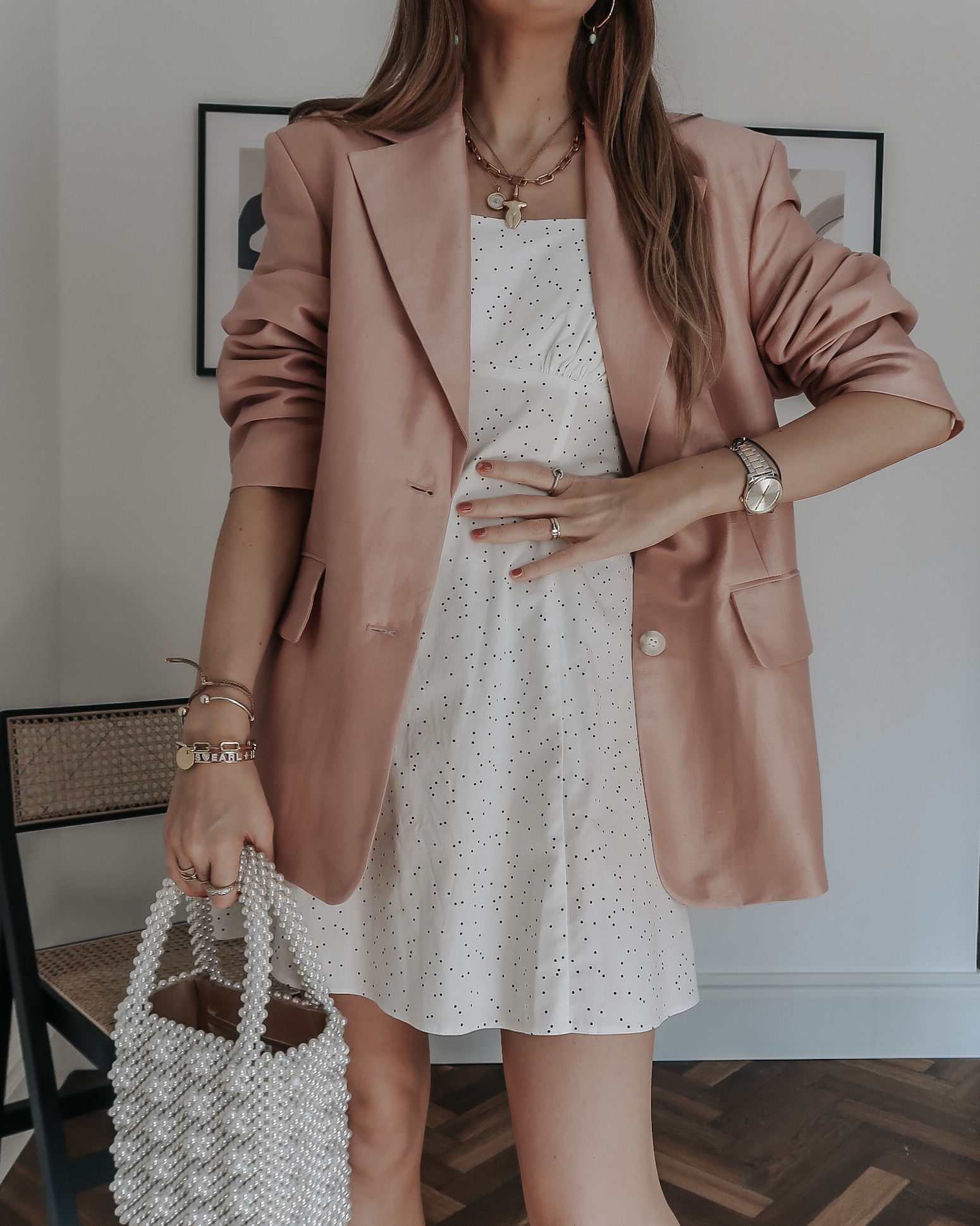 Spring Pastel Outfits - Pink Blazer & Other Stories