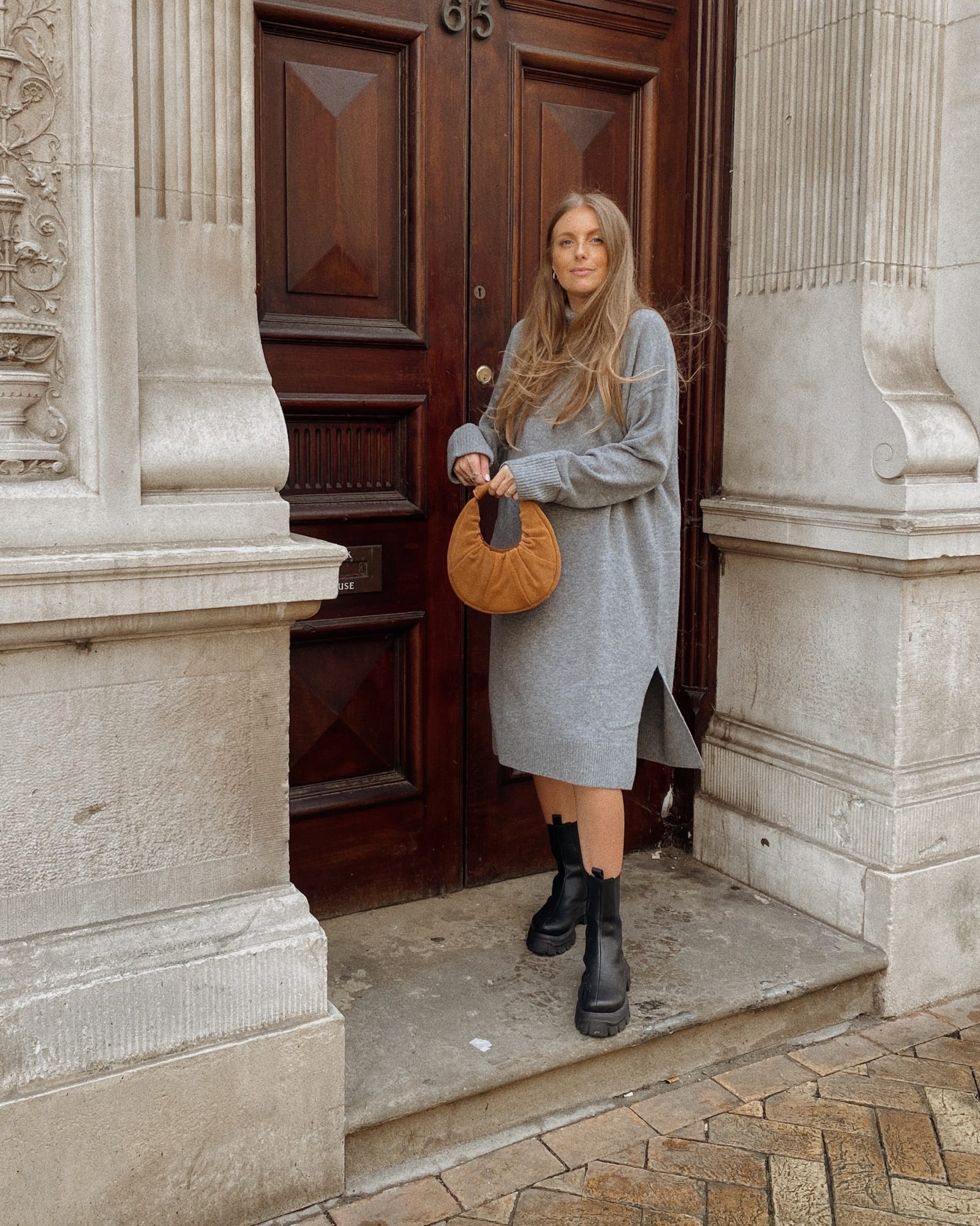 Grey Jumper Dress - Winter Outfit Ideas